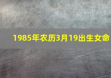 1985年农历3月19出生女命