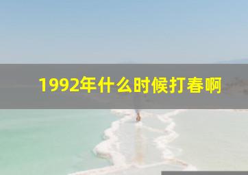 1992年什么时候打春啊