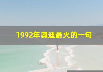 1992年奥迪最火的一句