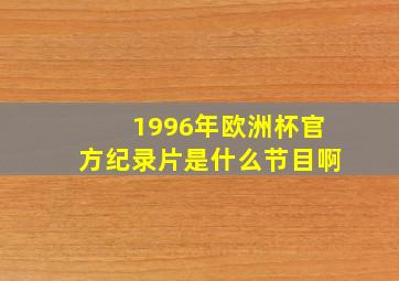 1996年欧洲杯官方纪录片是什么节目啊