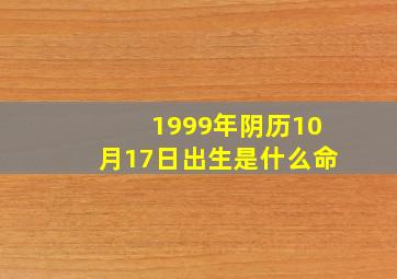 1999年阴历10月17日出生是什么命