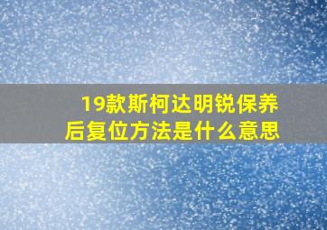 19款斯柯达明锐保养后复位方法是什么意思