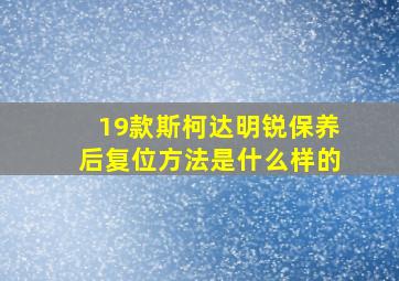 19款斯柯达明锐保养后复位方法是什么样的