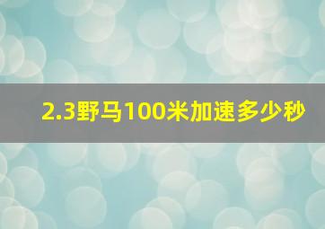 2.3野马100米加速多少秒