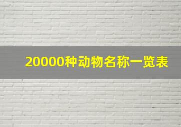 20000种动物名称一览表