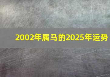 2002年属马的2025年运势