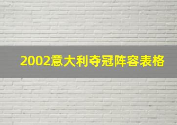 2002意大利夺冠阵容表格