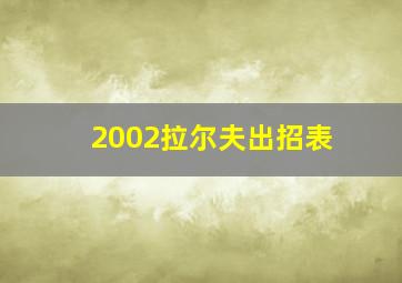 2002拉尔夫出招表