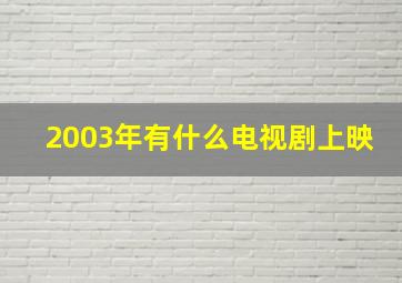 2003年有什么电视剧上映