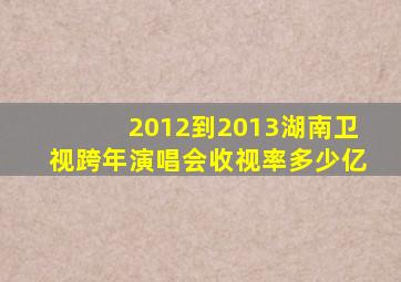 2012到2013湖南卫视跨年演唱会收视率多少亿