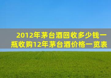 2012年茅台酒回收多少钱一瓶收购12年茅台酒价格一览表