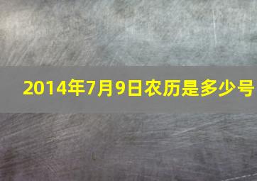 2014年7月9日农历是多少号