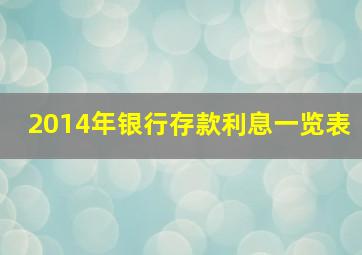 2014年银行存款利息一览表