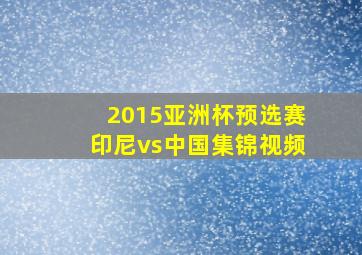 2015亚洲杯预选赛印尼vs中国集锦视频