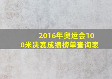 2016年奥运会100米决赛成绩榜单查询表