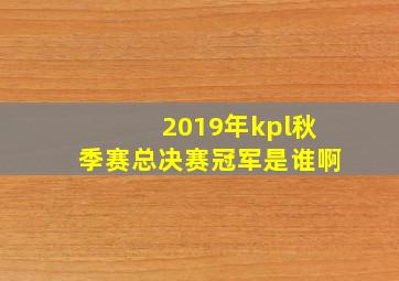 2019年kpl秋季赛总决赛冠军是谁啊