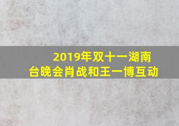 2019年双十一湖南台晚会肖战和王一博互动