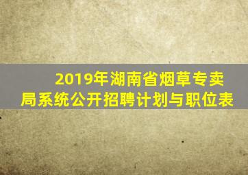 2019年湖南省烟草专卖局系统公开招聘计划与职位表