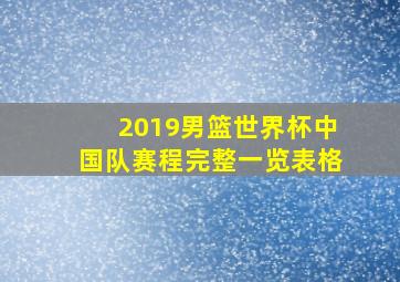 2019男篮世界杯中国队赛程完整一览表格