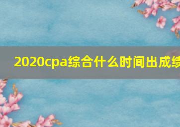 2020cpa综合什么时间出成绩