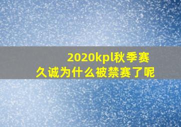 2020kpl秋季赛久诚为什么被禁赛了呢