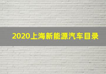 2020上海新能源汽车目录