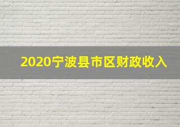 2020宁波县市区财政收入