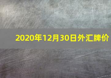 2020年12月30日外汇牌价