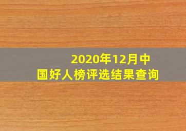 2020年12月中国好人榜评选结果查询