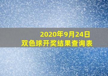 2020年9月24日双色球开奖结果查询表