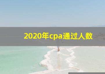 2020年cpa通过人数