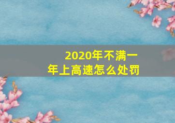 2020年不满一年上高速怎么处罚