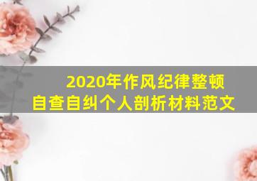 2020年作风纪律整顿自查自纠个人剖析材料范文