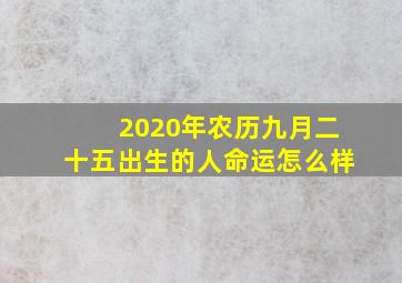 2020年农历九月二十五出生的人命运怎么样