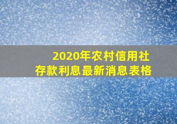 2020年农村信用社存款利息最新消息表格