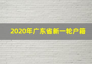 2020年广东省新一轮户籍