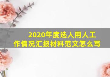 2020年度选人用人工作情况汇报材料范文怎么写