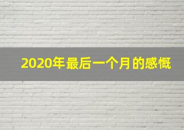 2020年最后一个月的感慨