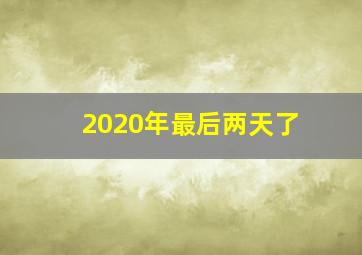 2020年最后两天了