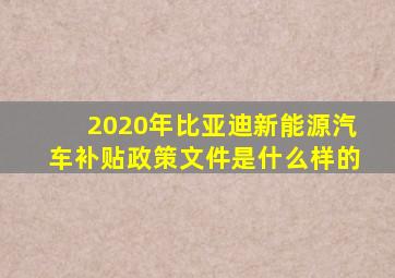 2020年比亚迪新能源汽车补贴政策文件是什么样的