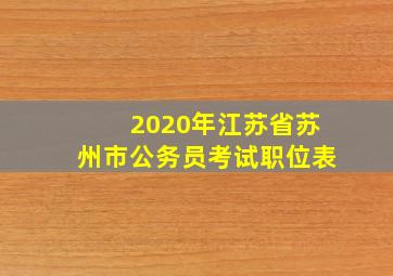 2020年江苏省苏州市公务员考试职位表