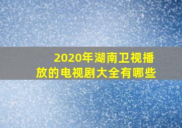 2020年湖南卫视播放的电视剧大全有哪些