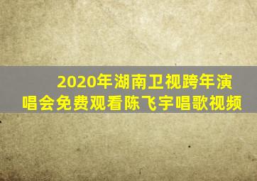 2020年湖南卫视跨年演唱会免费观看陈飞宇唱歌视频