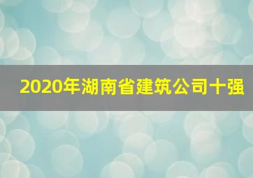 2020年湖南省建筑公司十强