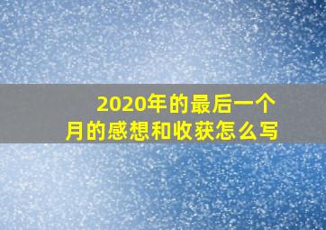 2020年的最后一个月的感想和收获怎么写