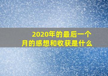 2020年的最后一个月的感想和收获是什么