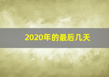 2020年的最后几天