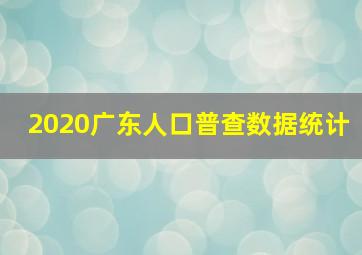 2020广东人口普查数据统计