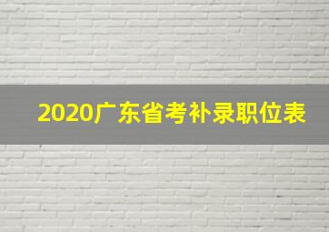 2020广东省考补录职位表