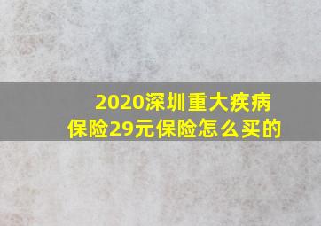 2020深圳重大疾病保险29元保险怎么买的